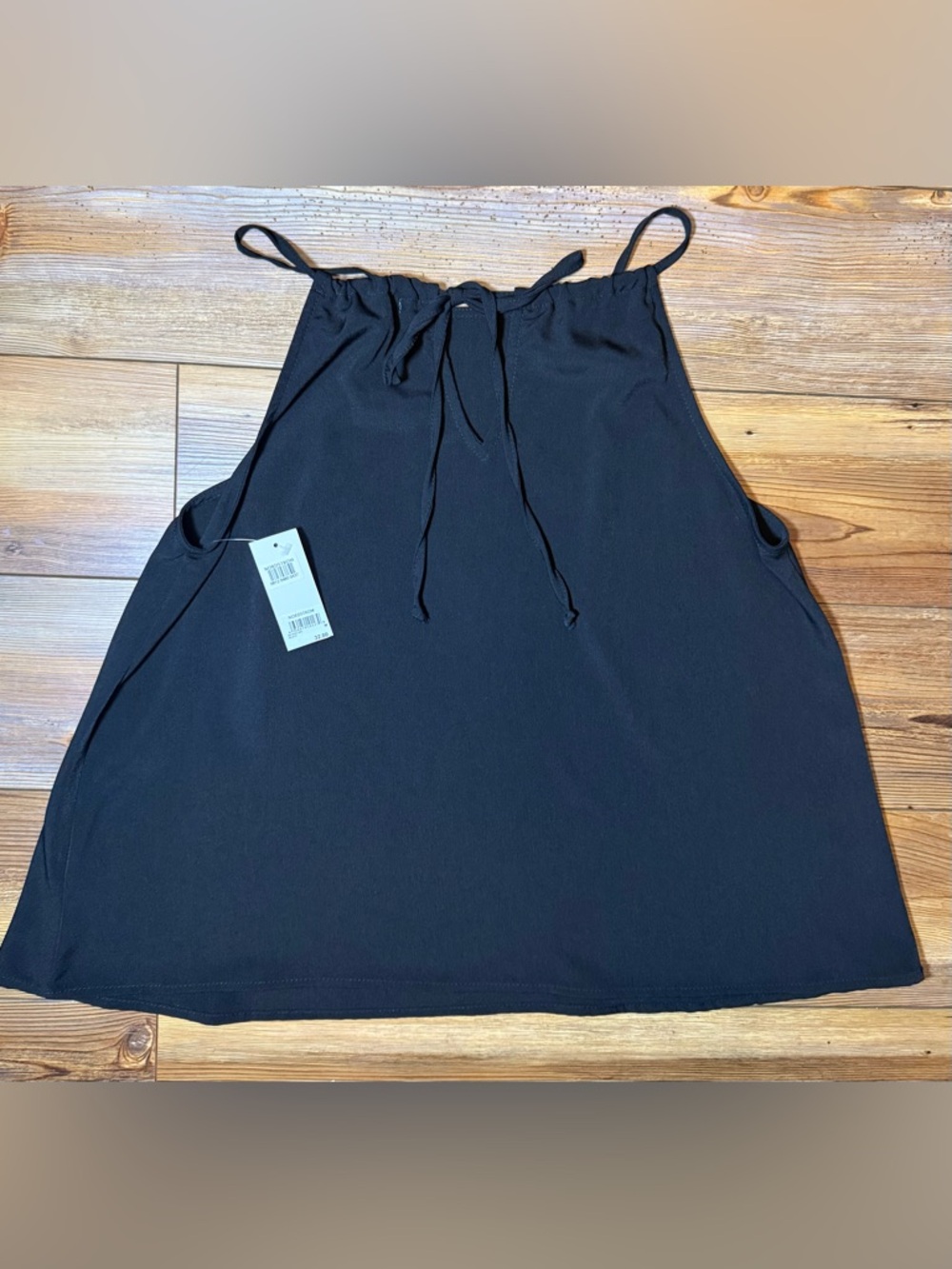 BP Nordstrom Tank Top Blouse Medium Black Sleeveless Tie Neck NWT Flowy